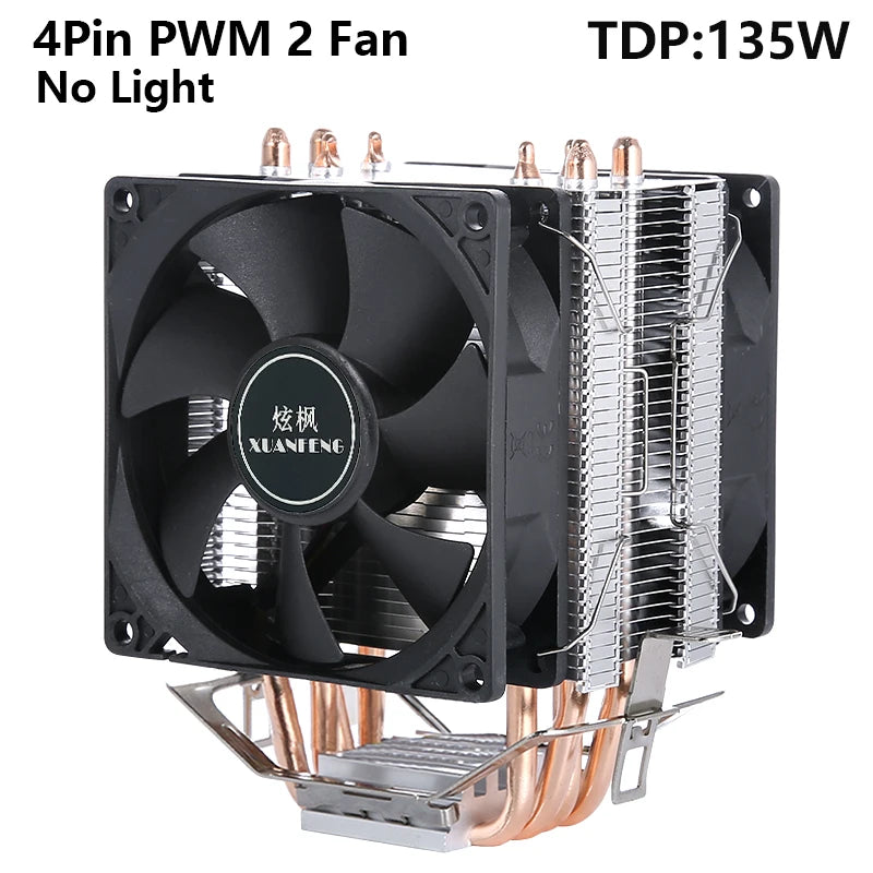 CPU Efficient Cooler Fan 90mm 4pin/PWM PC Tower Type Radiator 2/4/6 Heat Pipe Install LGA2011 X79 X99 115x 1200 1700 AMD AM3 AM4