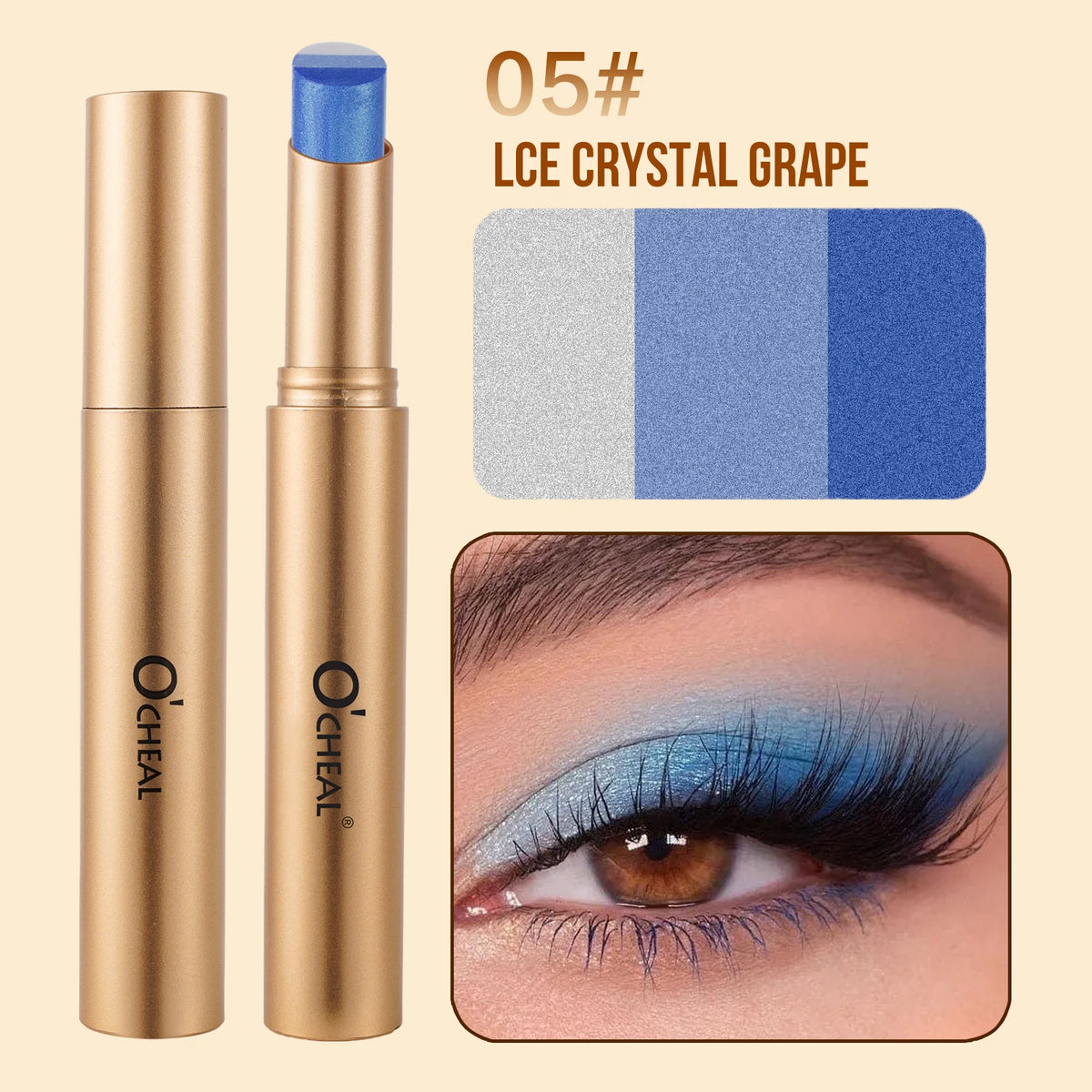 05 Color Three-Color Eyeshadow Stick – Waterproof Long-Lasting Glow