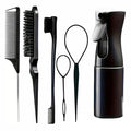 6 Pieces/set Of Hair Tools Set, Professional Hair Gel Spray Bottle, Edge Control Brush, Mouse Tail Comb, Knitting Tools