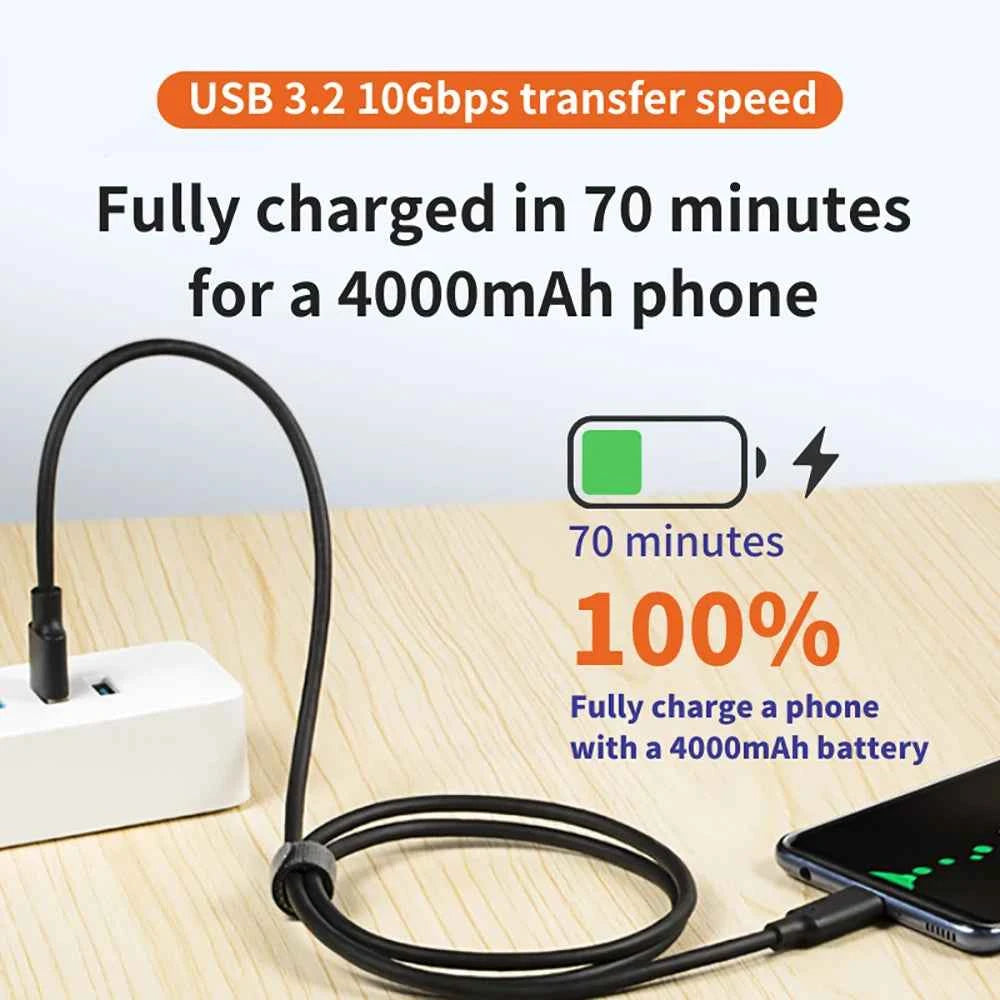 USB Type C Cable USB 3.0 to USB C Fast Charging Wire Data Transfer SSD Hard Disk Cable USB 3.2 10Gbps 60W 3A Quick Charge Line