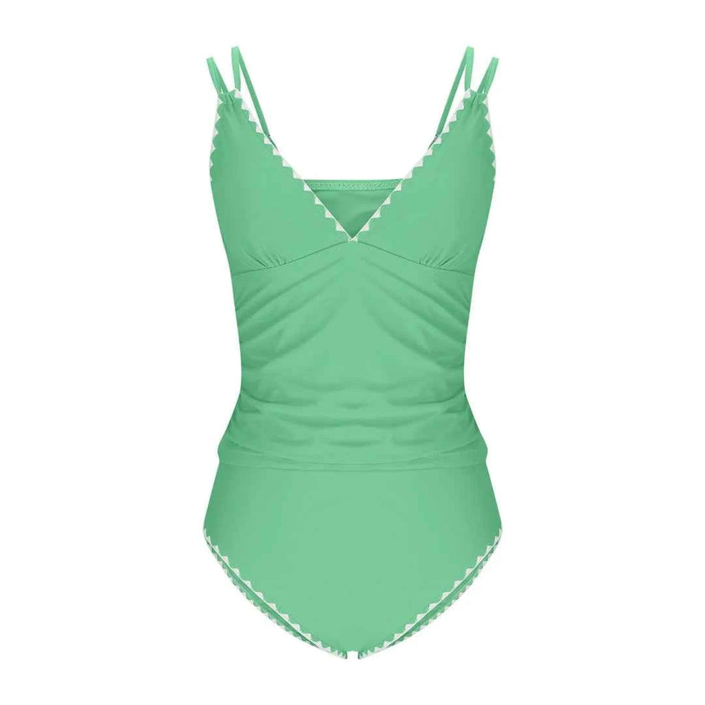 S - XXL New 10 Colors V Neck Tankini Bikini Women Swimwear Female Swimsuit Two-pieces Bikini set Bather Bathing Suit Swim K6770