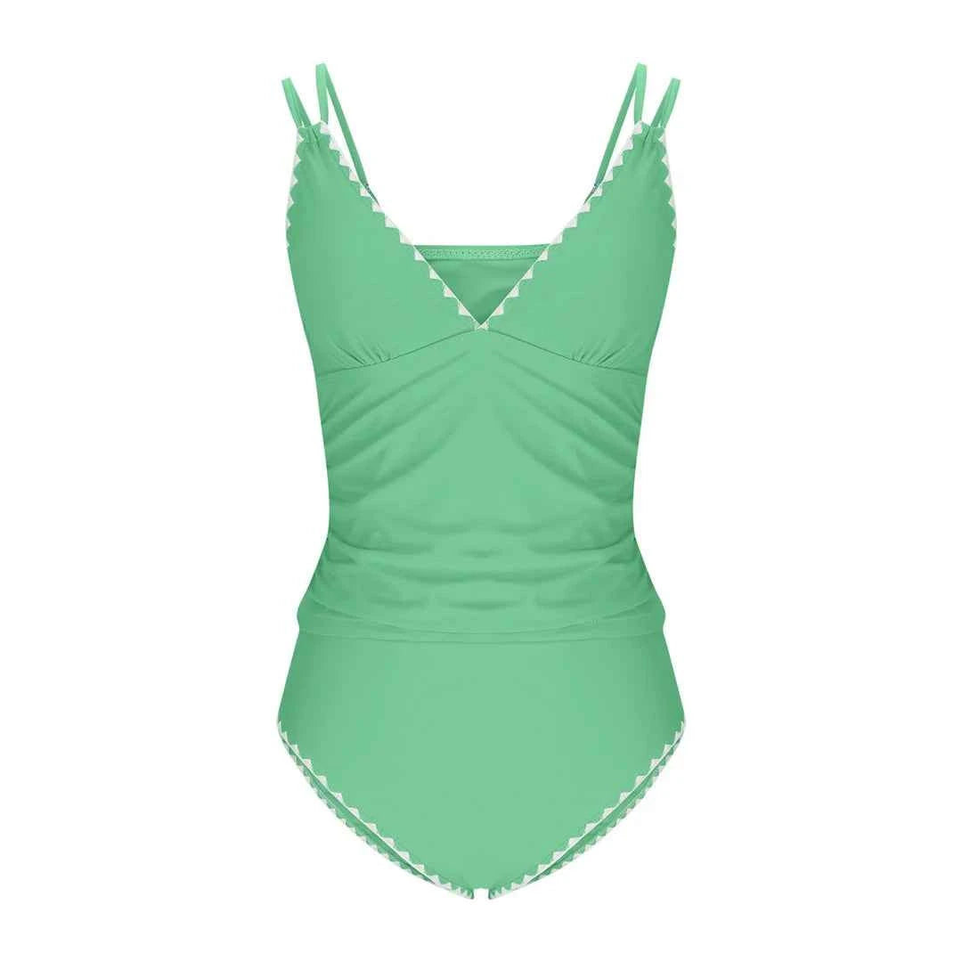 S - XXL New 10 Colors V Neck Tankini Bikini Women Swimwear Female Swimsuit Two-pieces Bikini set Bather Bathing Suit Swim K6770