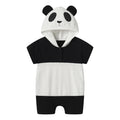 2024-04-11 Lioraitiin Summer Baby Boys Girls Panda Costume Short Sleeve Romper Cute Hooded Jumpsuit Cosplay Outfit