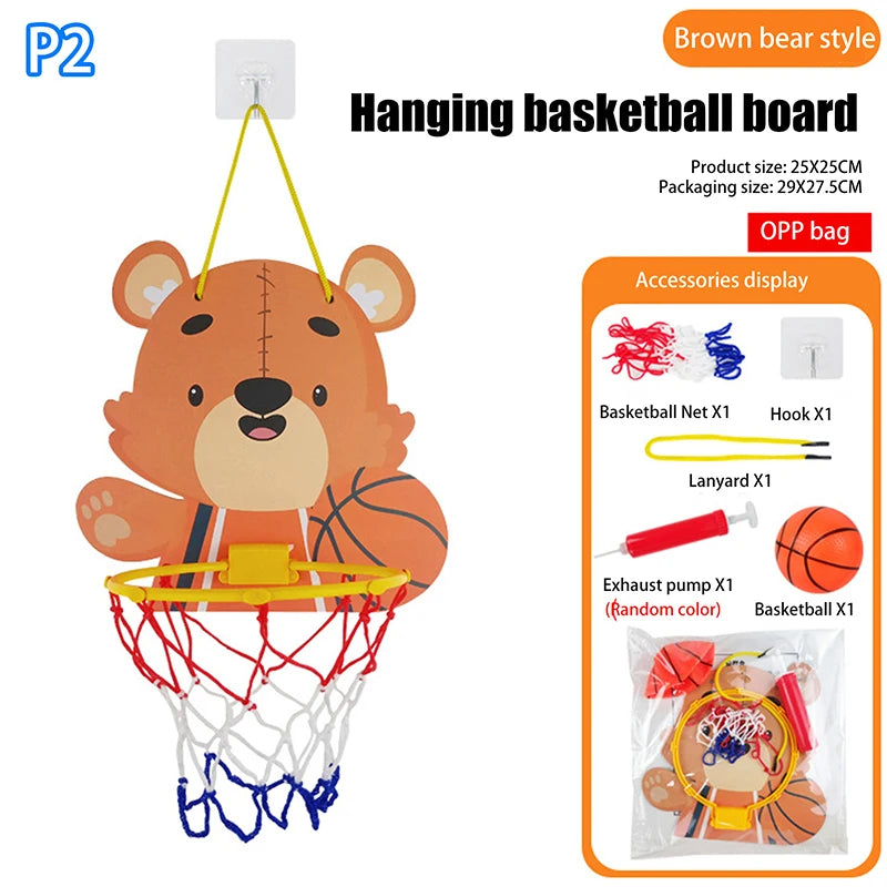 Kids Adjustable Basketball Stands Cartoon Animals Shape Shooting Basket Indoor Outdoor Sport Board Game Children Toys