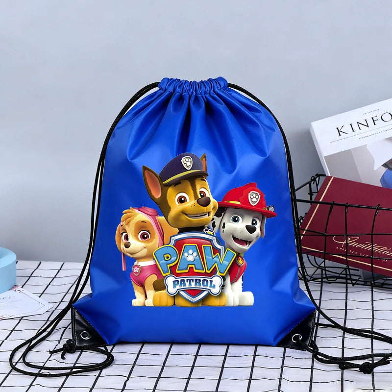 Paw Patrol Drawstring Bags Anime Chase Bundle Pockets Cartoon Portable Polyester Storage Pouches Boys Girls Shoulders Bag Gift