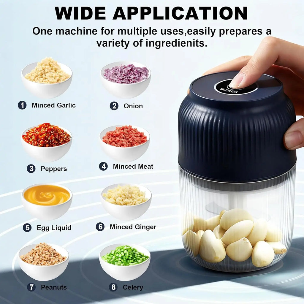Electric 200ml Garlic Chopper Vegetable Crusher Kitchen Food Mashers Press Machine - Efficient Chopping Tool for Vegetables And Garlic
