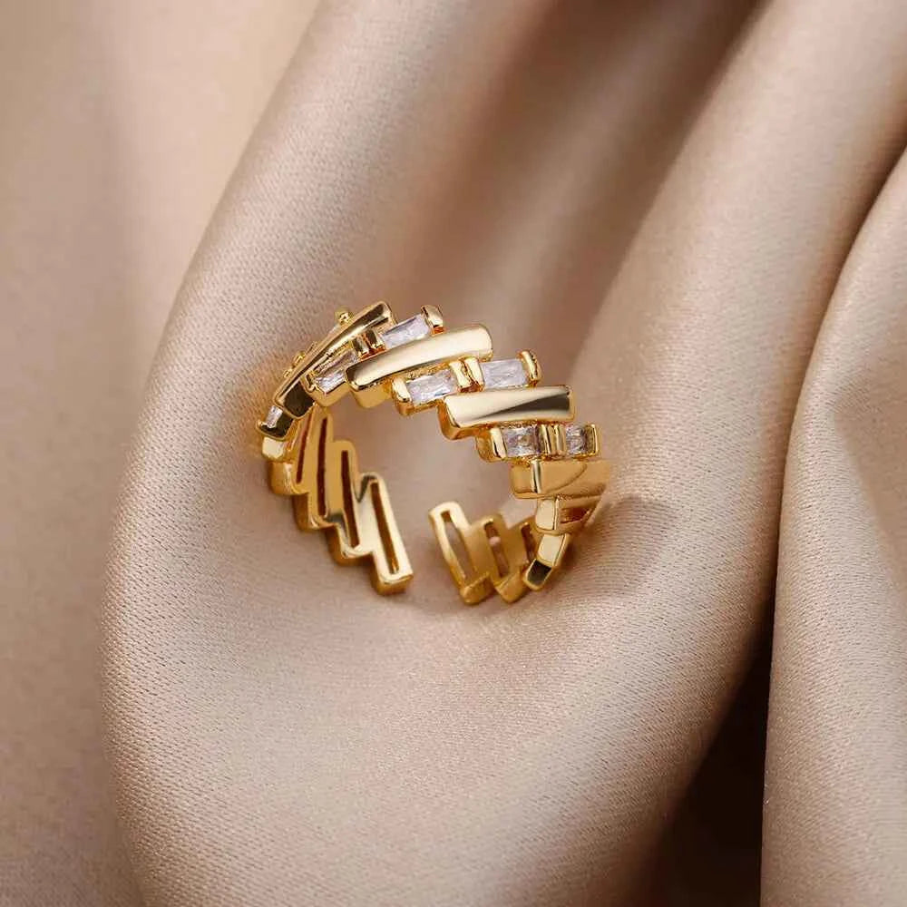 Fashion Hollow Initial Letter Heart Rings For Women Gold Color Stainless Steel A-Z Letter Ring Aesthetic Wedding Jewelry Gift