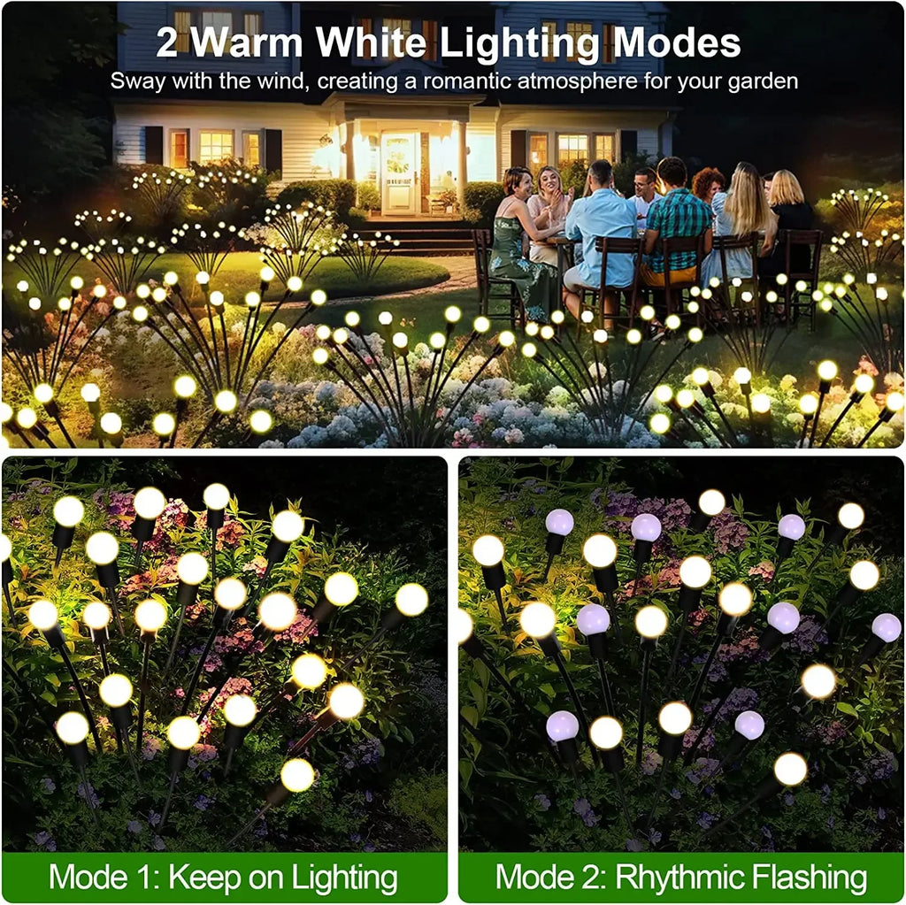6/810 LED Solar Garden Lights Powered Firefly Lights Outdoor Waterproof Vibrant Garden Lights for Patio Pathway Decoration,Warm