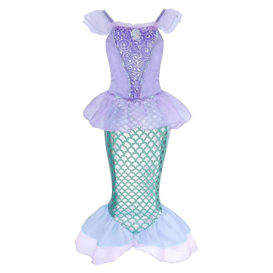 Girl Princess Cinderella Dress Elsa Anna Mermaid Jasmine Belle Snow White Costume Girls Birthday Party Halloween Dress 2-10 Year