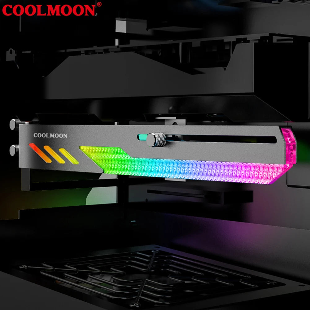 GT8 Horizontal GPU Support 5V ARGB Bracket Computer Video Card Stand GPU Holder with Aluminum Alloy Shell Slide Adjustment