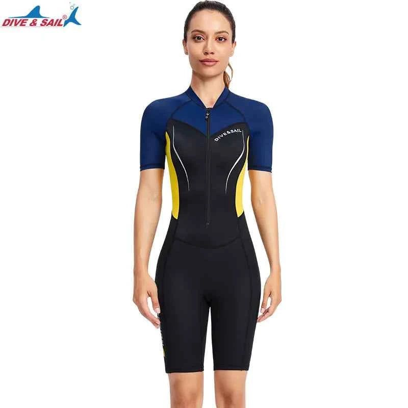 Men Women New Couple Diving Suit One-piece Sunscreen Swimsuit Short-sleeved Shorts 1.5mm Snorkeling Surfing Warm Shorty Wetsuit