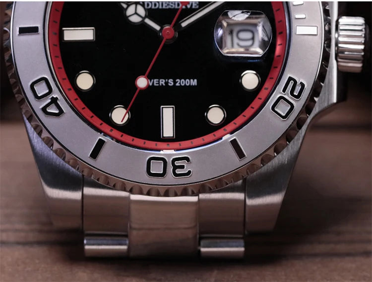 ADDIESDIVE Top Brand Mens Quartz Watches 41mm Stainless Steel Calendar Display Luxury Watch Luminous 200m Dive Casual Wristwatch