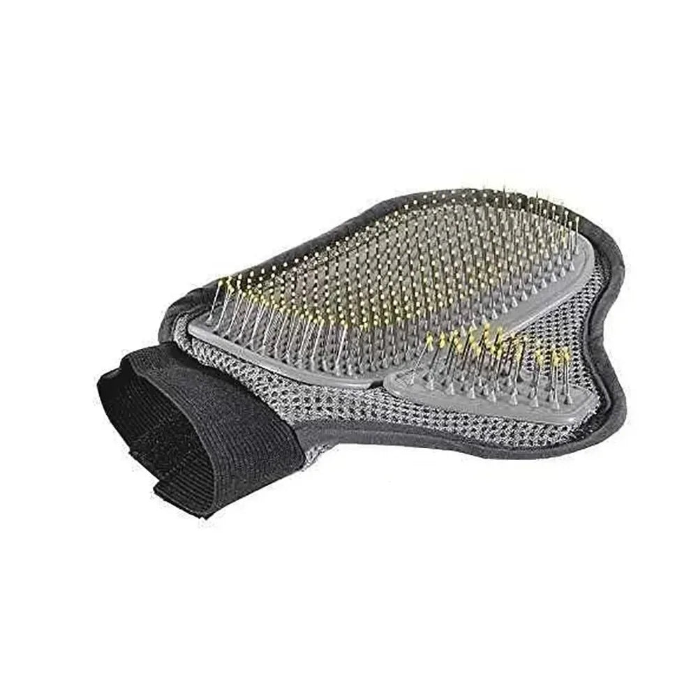 Grey Color Pet Grooming Glove Mitt – Soft Deshedding & Massage