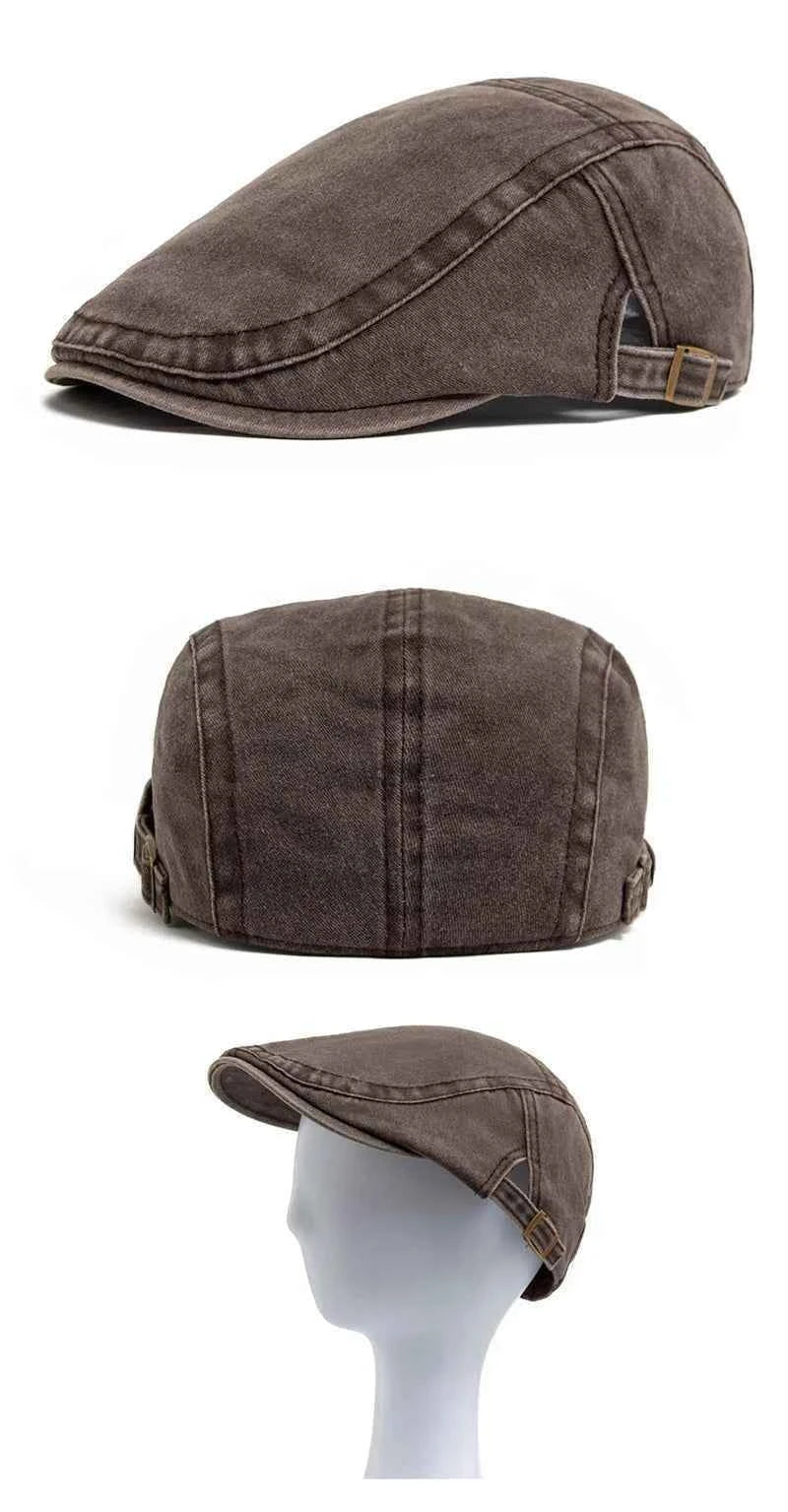 Spring Summer Vintage Cotton Beret Men Women Fashion Flat Visor Cap Casual Berets Retro Newsboy Hat Unisex Adjustable Sun Hats
