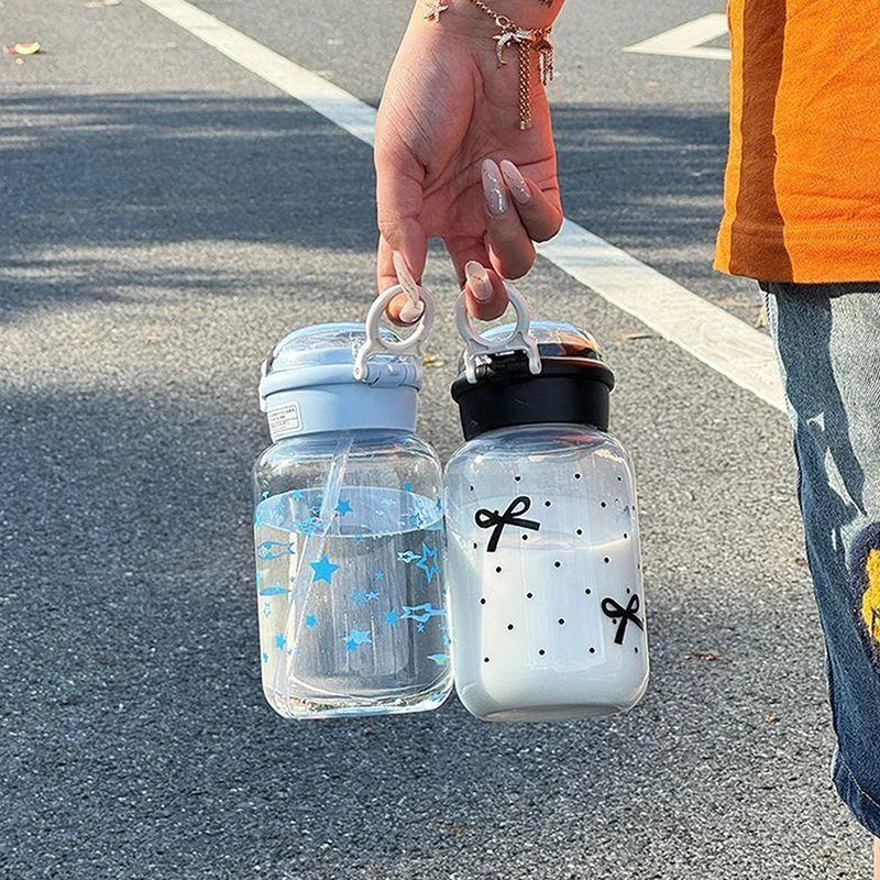 Cute Water Bottle With Straw Portable Plastic Cover Water Cup For Kid Kawaii Bottle Water Leak-Proof Cute Drinking Bottle