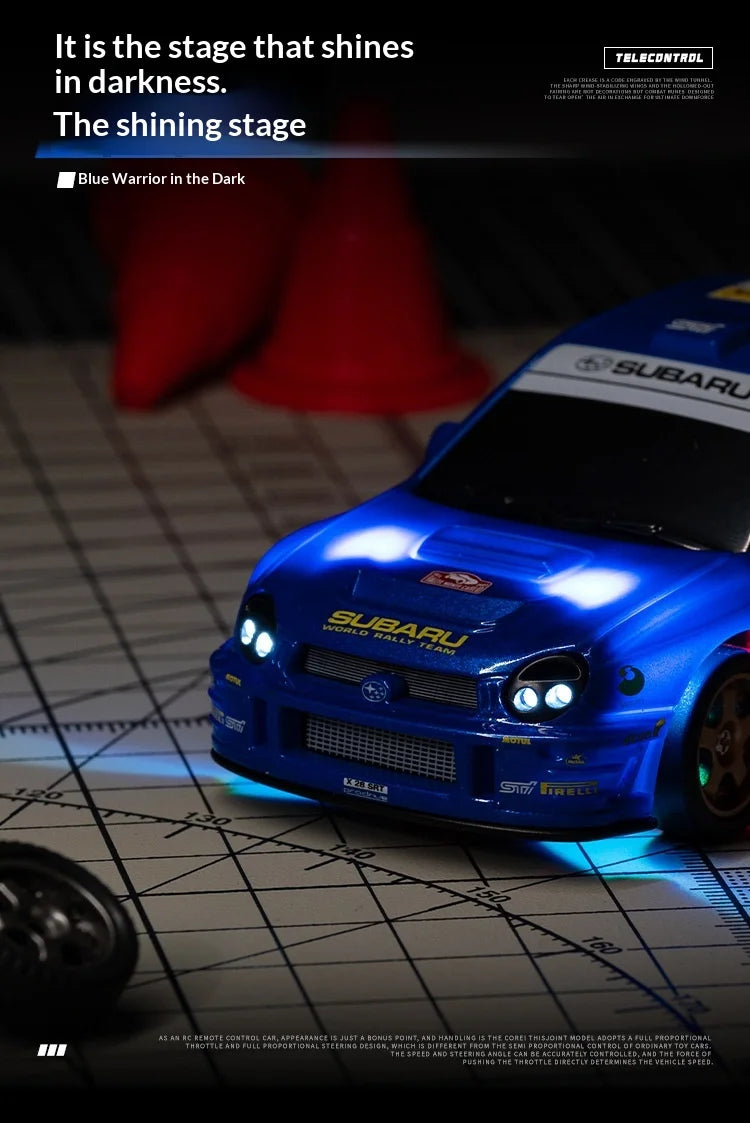 WHOOSH Licensed 1:43 Scale Mini RC Drift Car Full Proportional Remote Control Subaru WRC WRX STI Mazda RX7 Desktop Toy For Boys