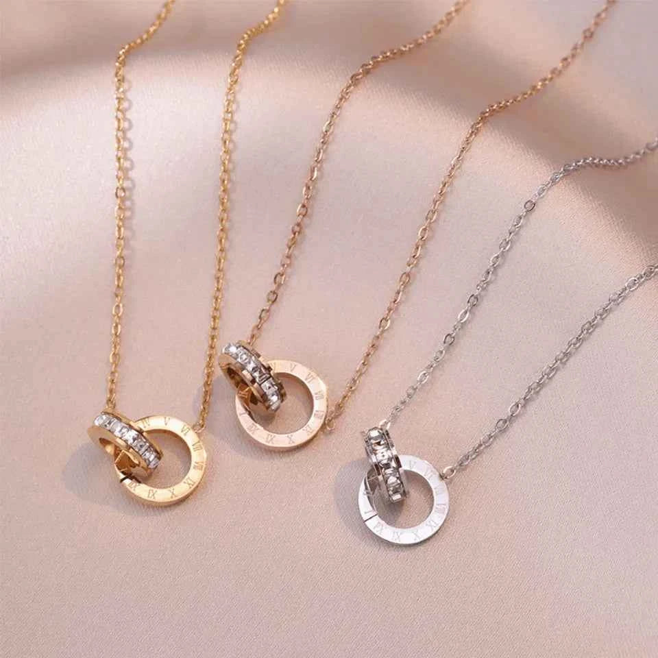 Stainless Steel Famous Brand Roman Numerals Pendant Necklace For Woman Woman Necklace Luxury Jewelry