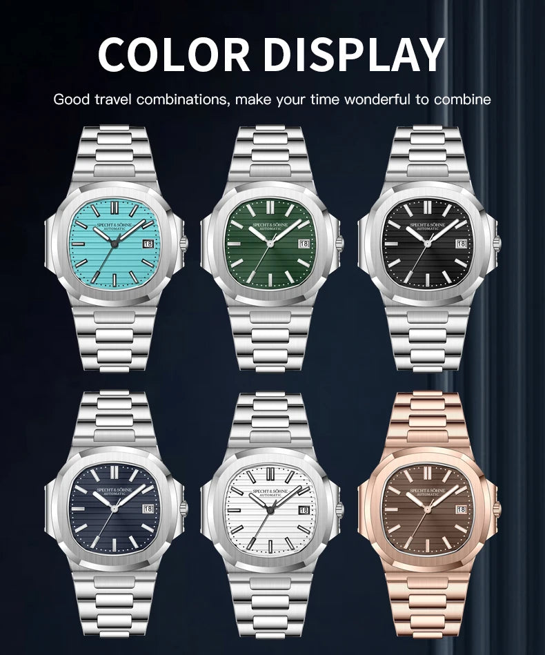 2025 New Specht Sohne Men's Automatic Mechanical Watches  Sapphire Crystal Stainless Steel 50m Waterproof 5711 Watch For Men
