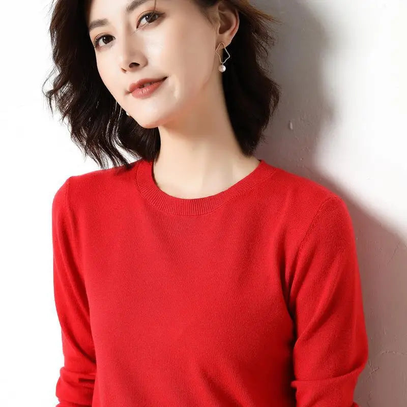 Women Sweaters 2026 O-neck Long Sleeve Autumn Winter Pullovers Fashion Korean Sweaters Bottoming Shirts Slim Knitwear Jumpers