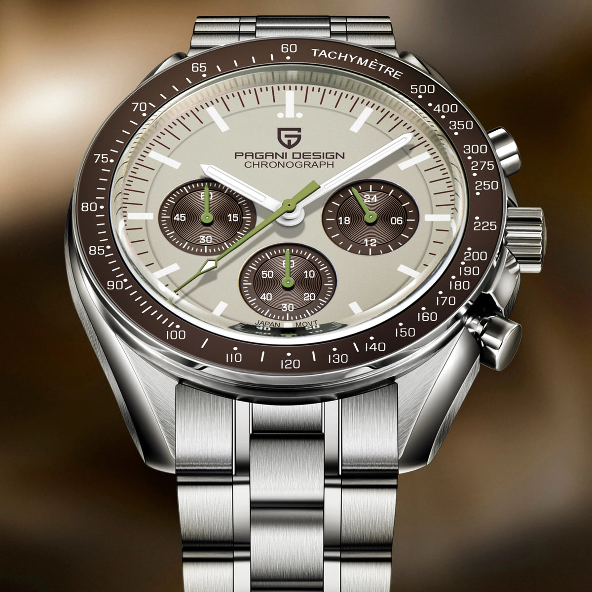 Men's Vintage Quartz Chronograph Watch Sapphire Crystal