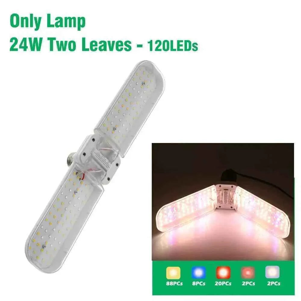 24/36/48W Fan Leaf Foldable LED Grow Light Full Spectrum E27 Plant Growing Light Phytolamp Bulb Indoor Plants Flower Seedling