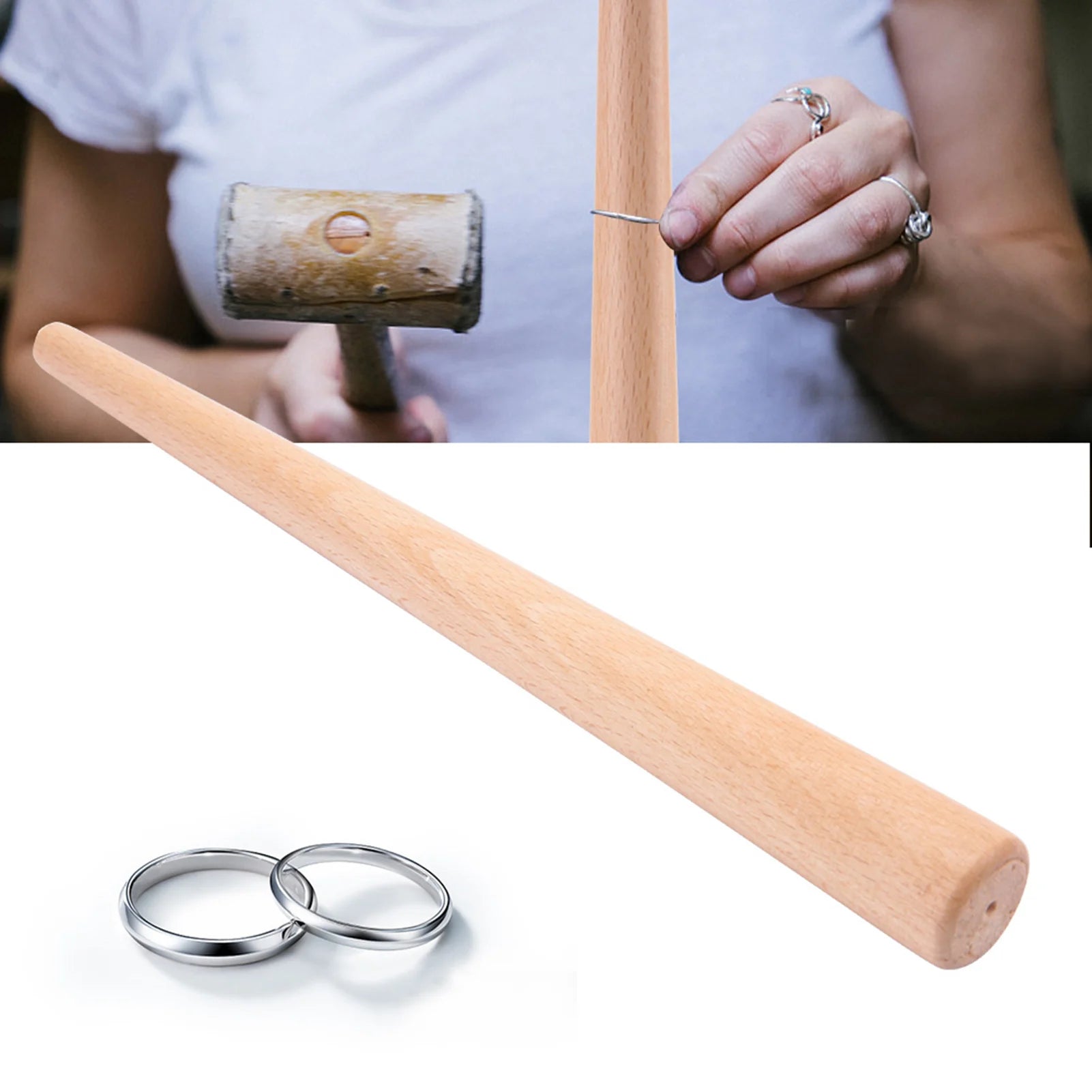 Wood Mandrel Stick Tool for Finger Ring Jewelry Making and Rings Forming Polishing for Jeweler