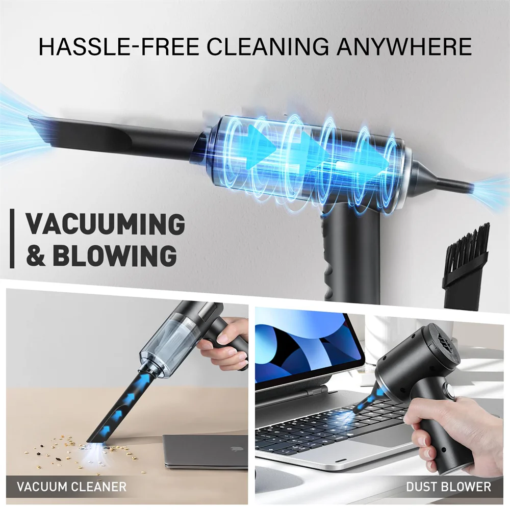 Handheld Vacuum Cordless High Power 15000PA Compressed Air Dust Collector Mini Portable Car Vacuum Cleaner Hairdryer