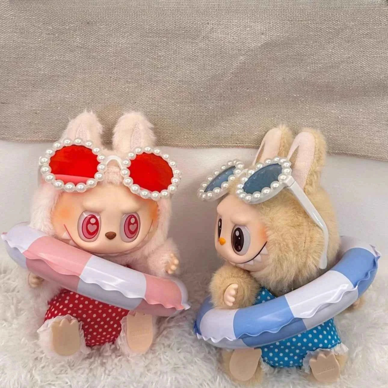 Swimsuit Beach Diving Surfboard for 15/17cm Labubu Glasses Swimming Circle for Labubu V1/V2/V3 Doll Clothes Outfit Accessories