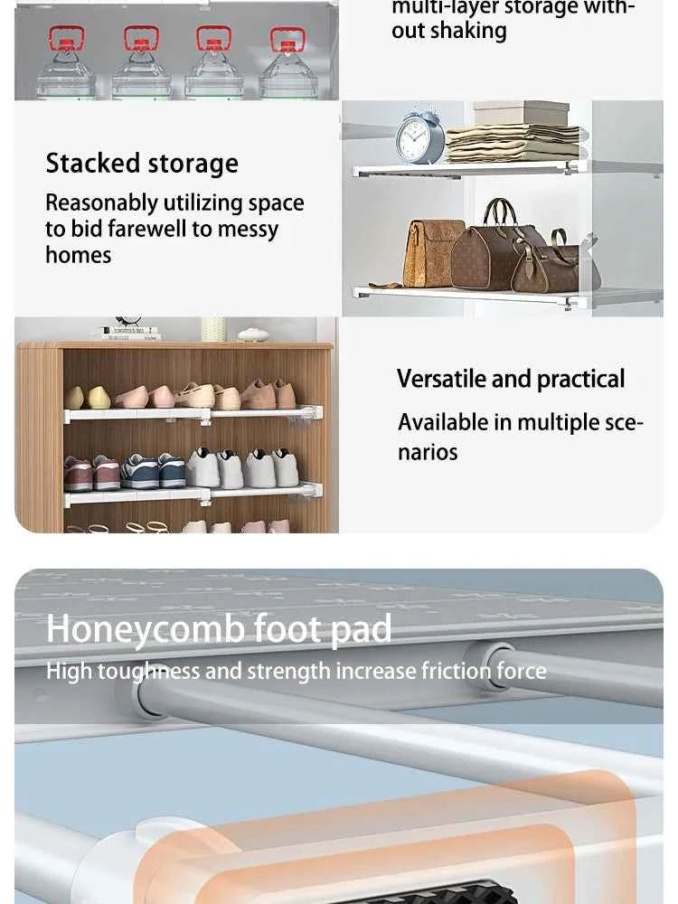 White Expandable Divider Punch-free Retractable Layers Board for Wardrobe Storage Kitchen and Bathroom Shelf Dormitory Dividers