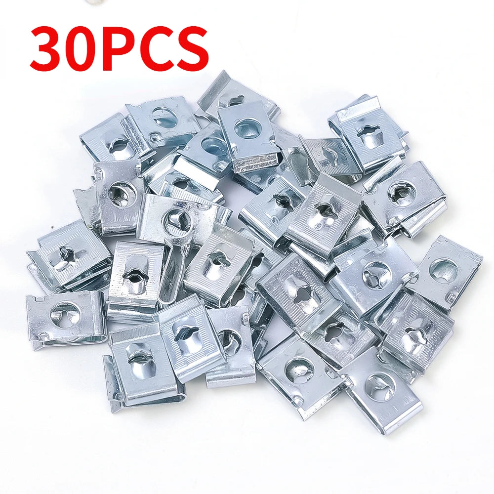Auto Self-tapping Screw Clips U-clamp with Threaded Nut Clips Auto Fender Fastener Clips for Auto Motorcycle Scooter Parts