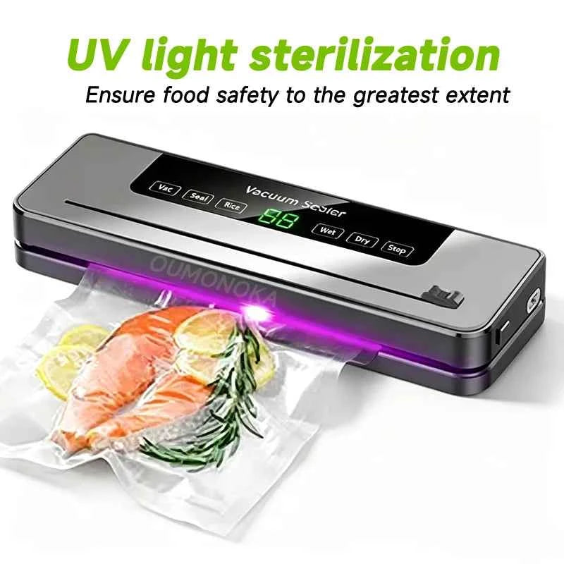 Electric Vacuum packaging machine Food Storage Seal Touch Button Dry/Wet Built-in Cutter Kitchen Food Sealing Vacuum Sealer