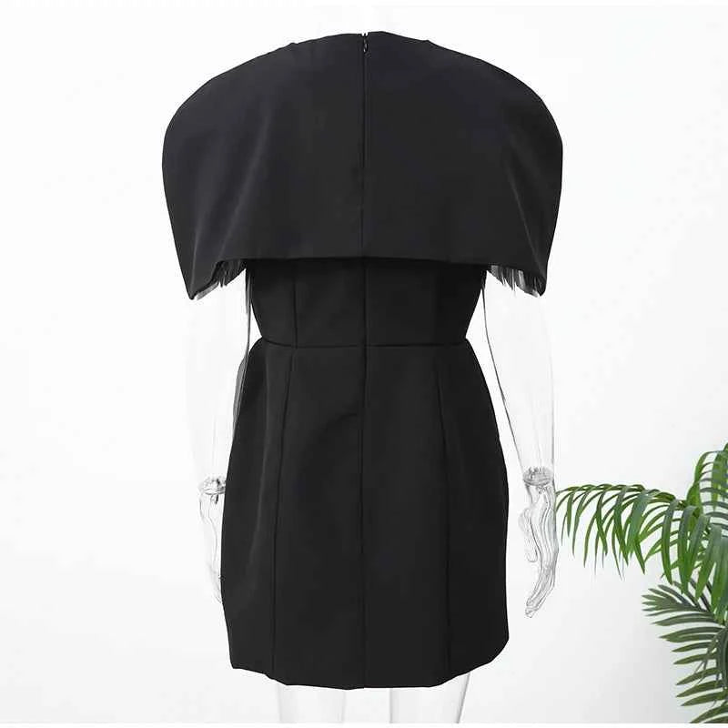 Cinching Waist Solid Mini Dresses Women Elegant Cap Sleeves Slim Fit Short A Line Dress 2025 New Summer Vacation Party Gowns