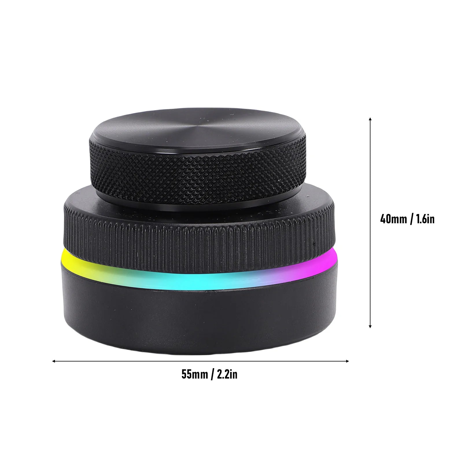 【New】Custom Rotary Knob with RGB Light Dual Knobs Page Turning Volume Controller 2.4G BT USB Support for Windows Black