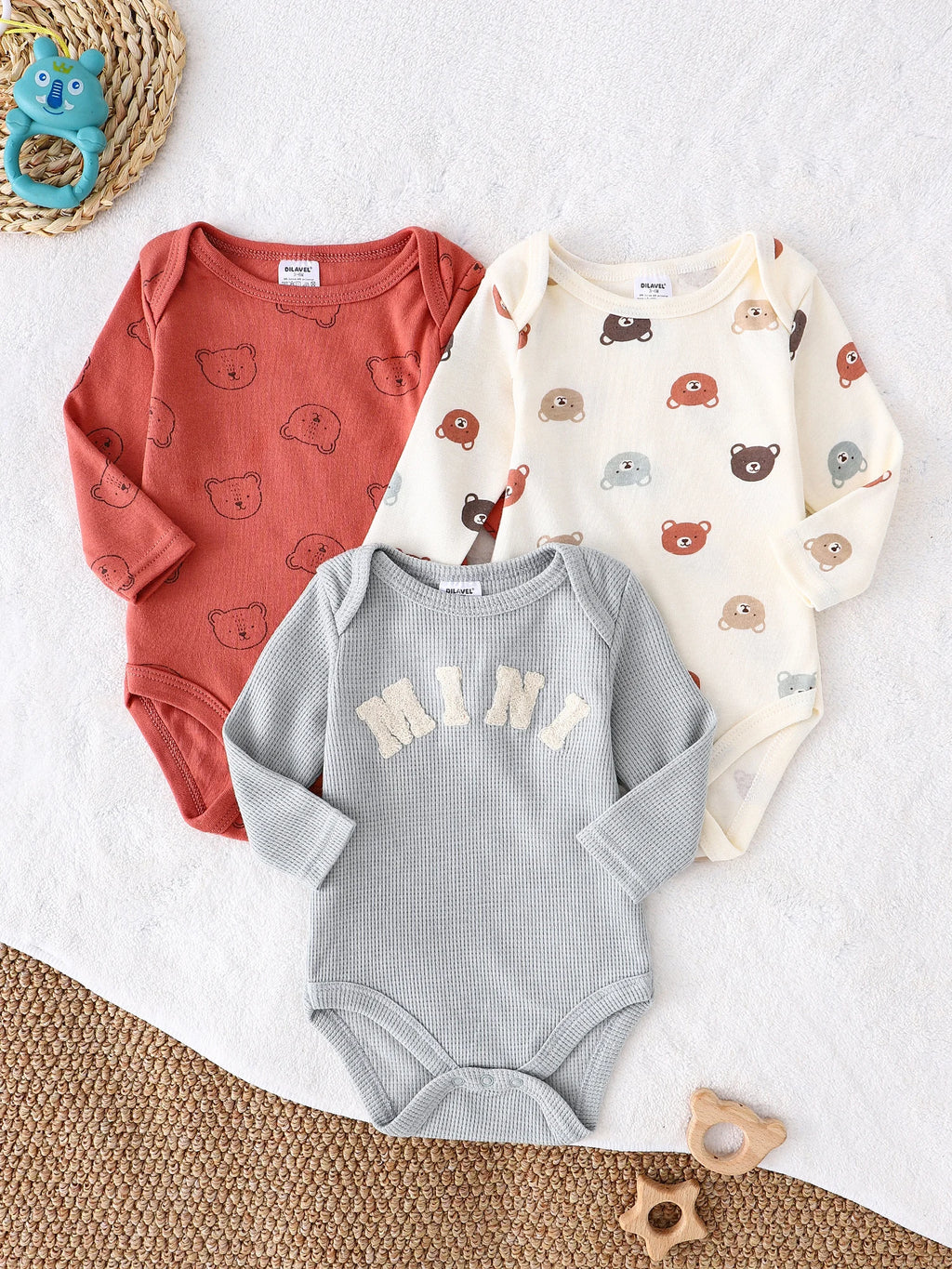 Baby boy onesie 3PCS New style baby boy clothes Spring/Autumn long-sleeved onesie Cotton fabric Suitable for 0-9months