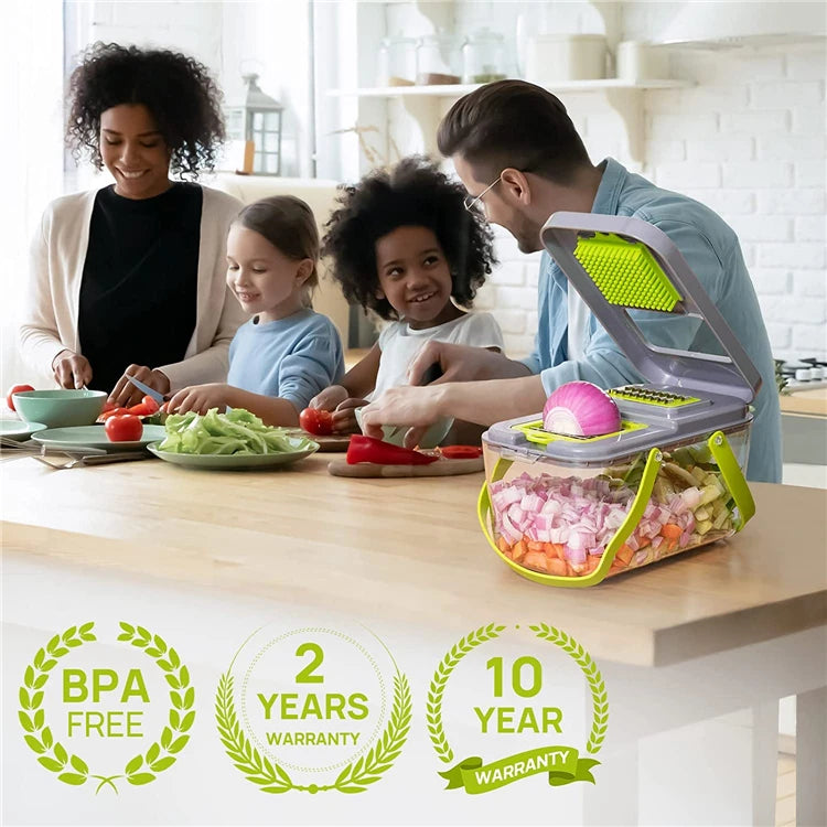 LMETJMA New 22 in 1 Vegetable Chopper Dicer Onion Chopper with 13 Blades and Container Veggie Mandoline for Potato Tomato KC0458
