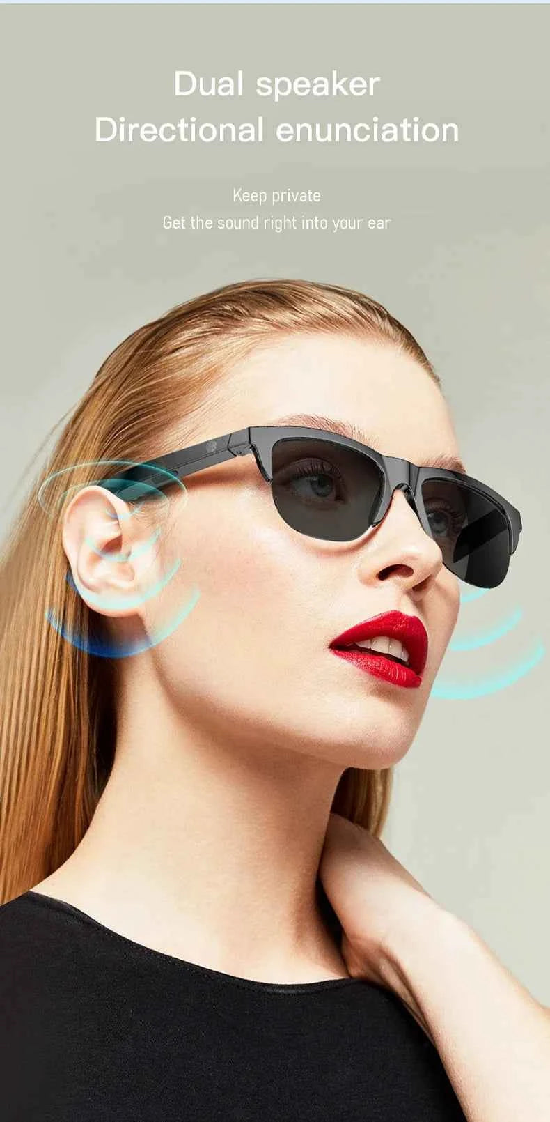 New Smart Bluetooth V5.3 Sunglasses Glasses Call Outdoor Sports Headphones HIFI Black Technology Anti-touch UV For Men And Women