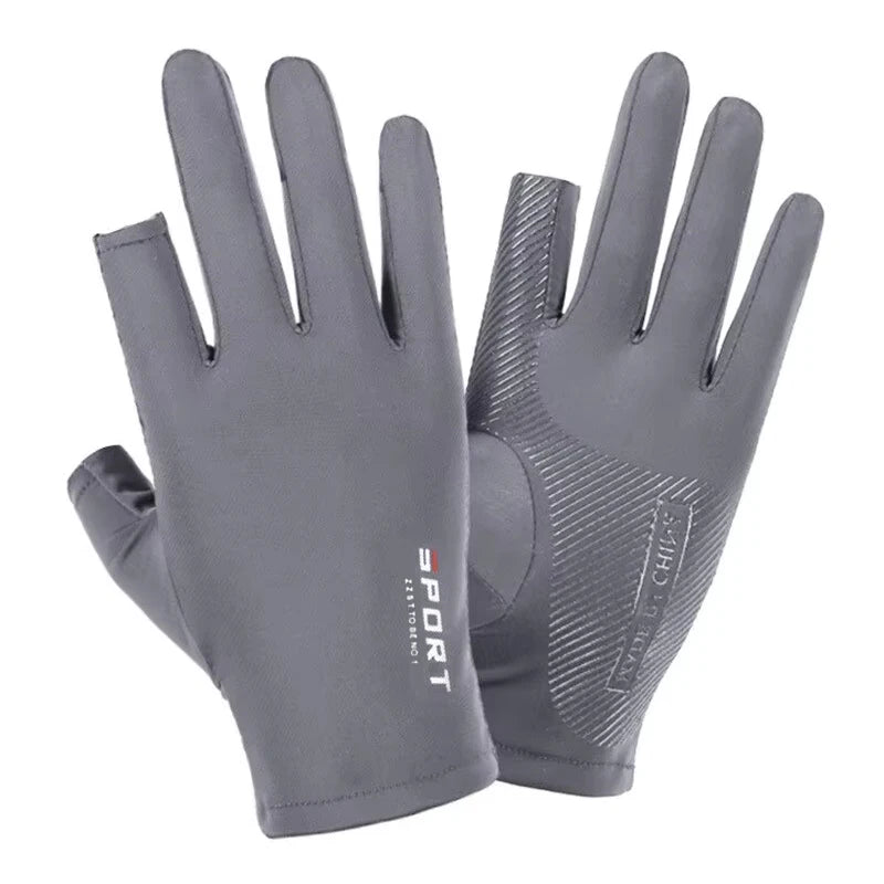 Ice Silk Halffinger Cycling Gloves for Men and Women Outdoor Sports Fitness Driving Fishing Highelastic Comfortable