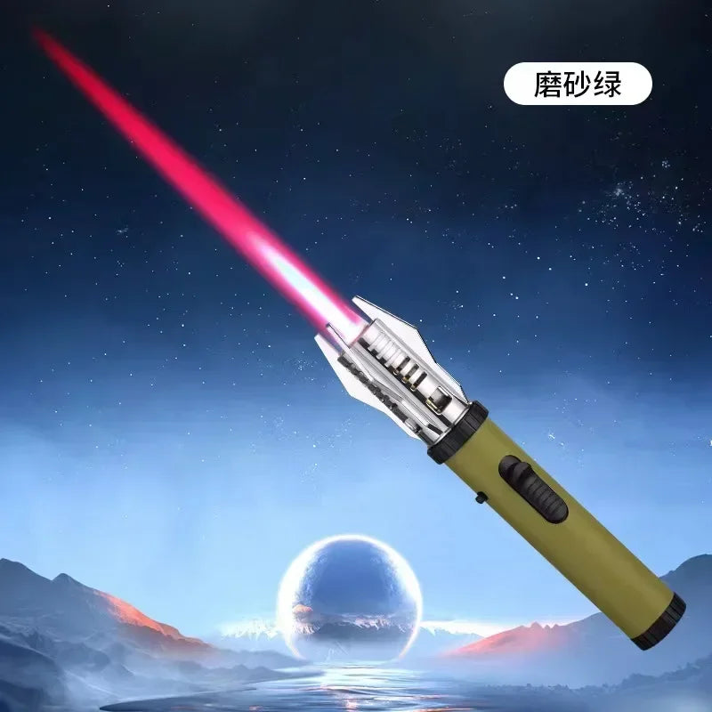 1800°High Temperature Spray Gun Butane Gas Lighter Metal Outdoor Windproof Blue Powerful Flame Torch Jet Lighter Welding Tool