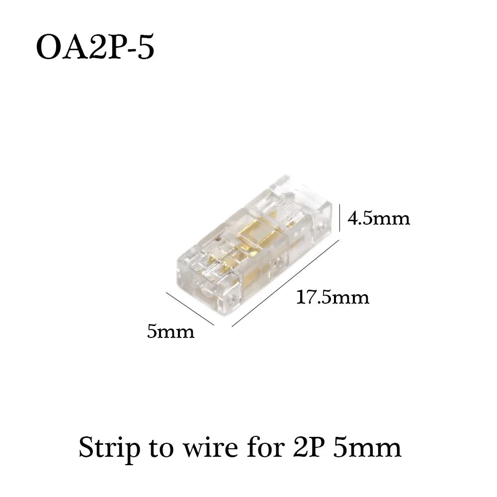 COB Strip to Wire LED Connectors 5 8 10mm Connection Solderless Extension For CCT FCOB RGB LED Strip Lights 2 3 4 Pin Connector