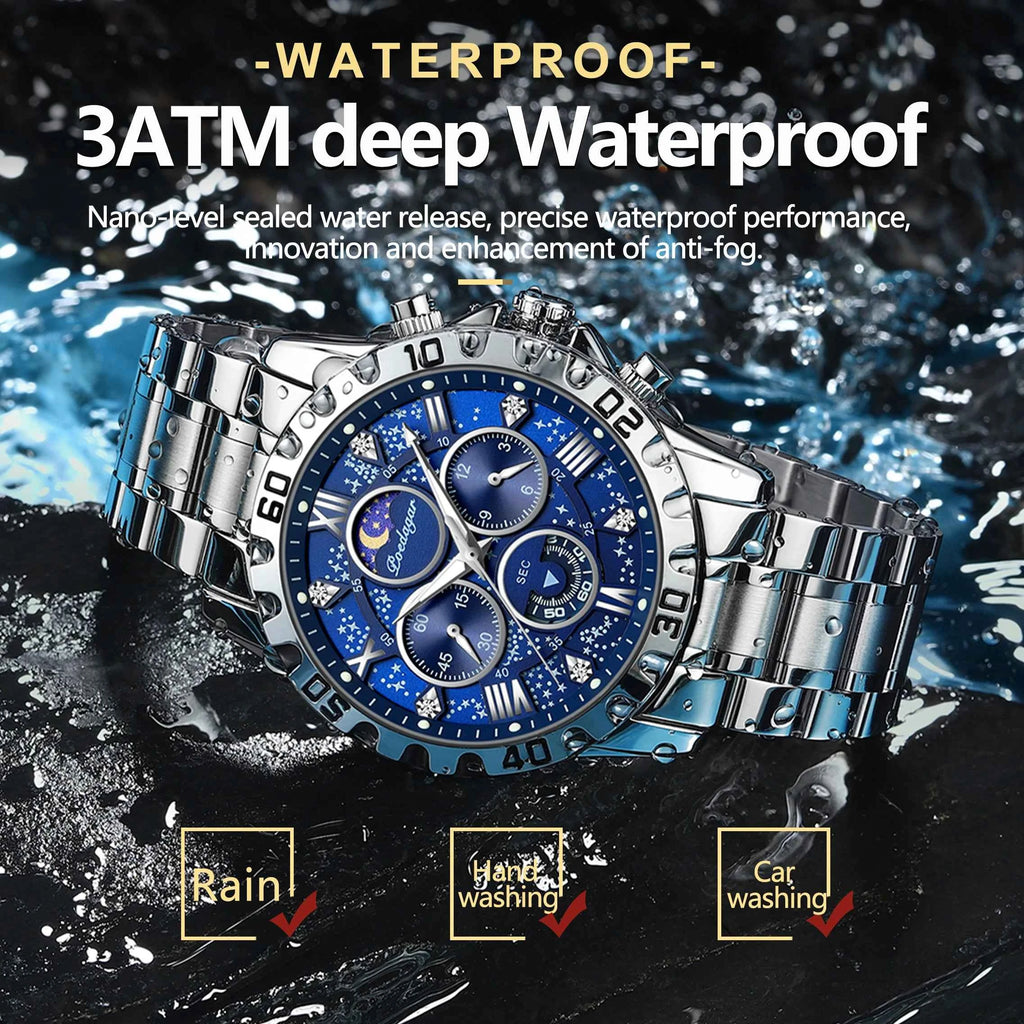 POEDAGAR Luxury Fashion Man Watch Waterproof Luminous Chronograph Men Watch Stainless Steel Sports Military Quartz Men's Watches