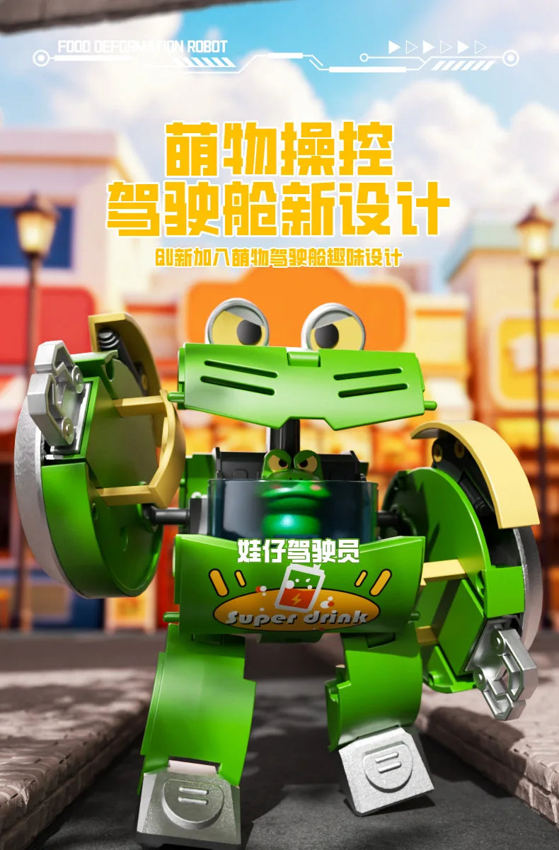 Kids Transformation Robot Toy Fun Simulation Food, Sandwich-making Mecha Robot Models Drink-shaped Free Transformation Robot Toy