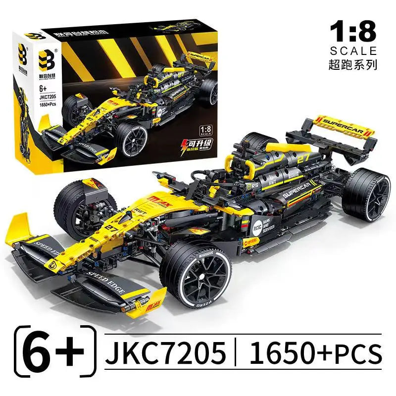 MOC Technical JKC7205 Racing 1:8 Racing Driver 27 Building Block Remote Control Lighting Racing Renault F1 Toy Kids Gift