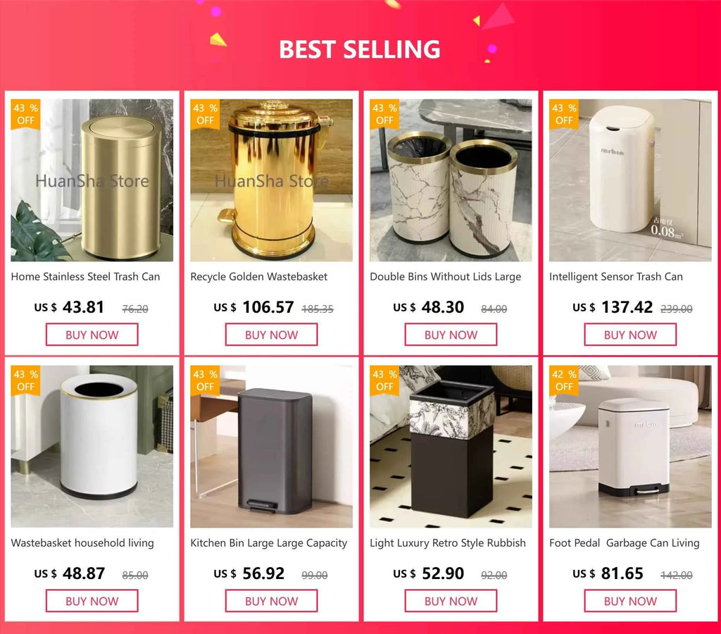 Kitchen Bin Large Large Capacity New Household Living Room Light Luxury High-grade Stainless Steel Italian Style Furniture