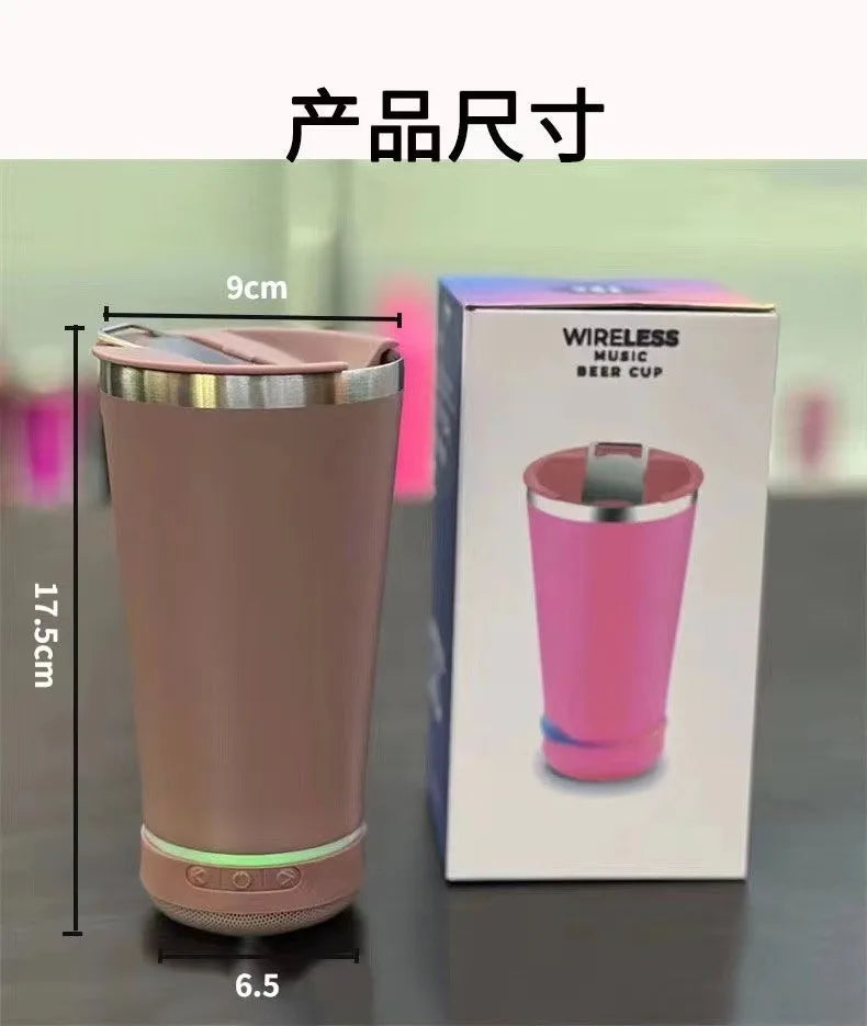 Portable music cup stainless steel reusable simple water bottle speaker wireless Bluetooth speaker
