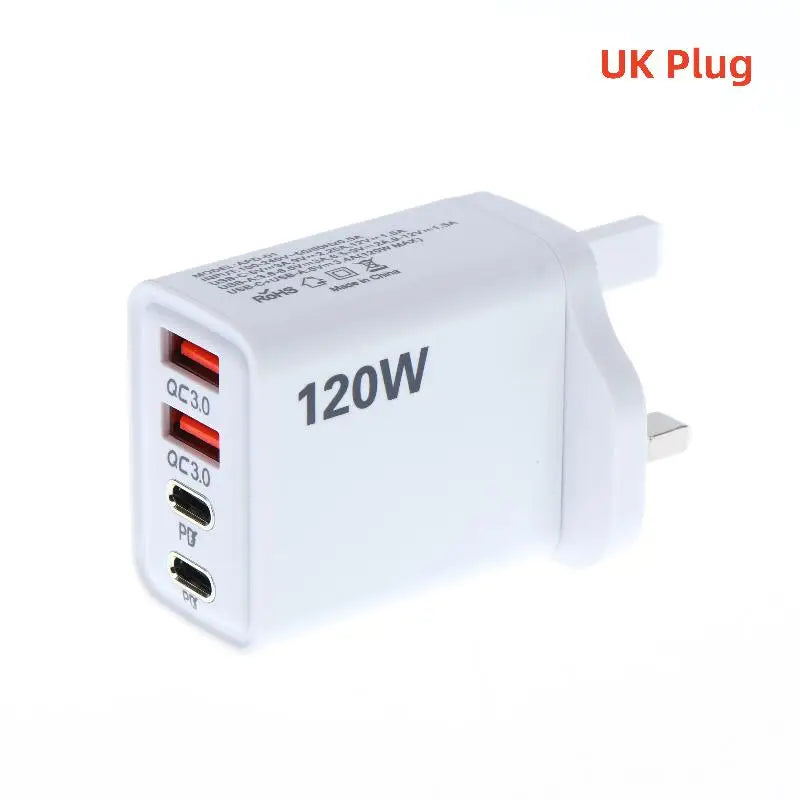 A1 Color 120W USB-C Fast Wall Charger Station With 4 Ports