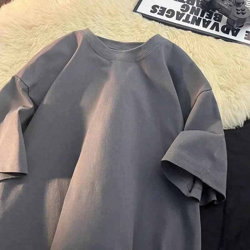 Summer 100% Pure Cotton Men's and Women's Casual Sports Loose Soft Short-sleeved O-neck Comfortable and Breathable T-shirt