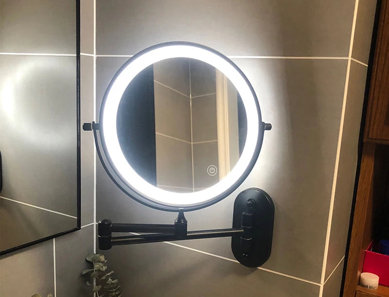 8 Inch Makeup Mirror Gold 3x/5x/7x/10x Magnifying Double Side USB Charging Bathroom 3 Color Light Cosmetic Mirrors
