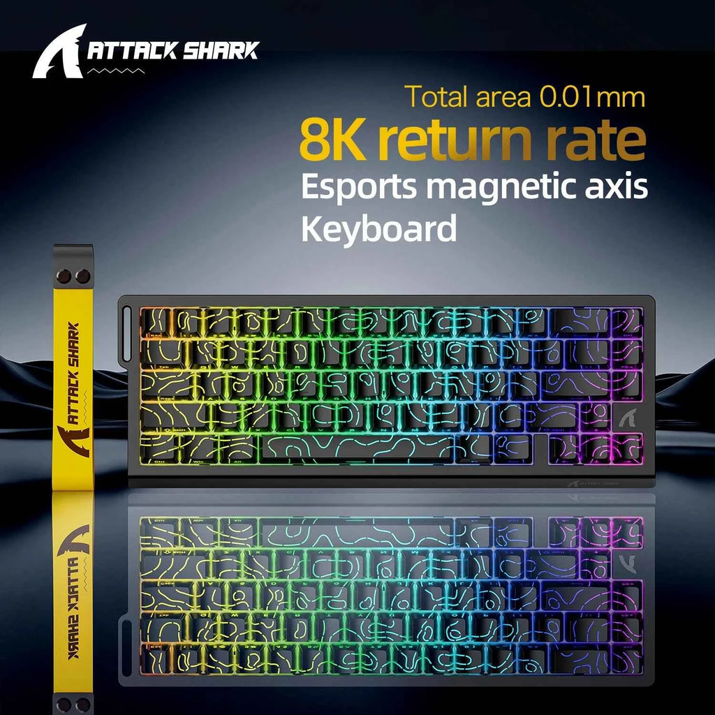 ATTACK SHARK X68HE Magnetic Keyboard Red Wired Mechanical for Pro Gaming 0.01mm Rapid Trigg 8000Hz SOCD/Rs 0.125ms 128K Rate