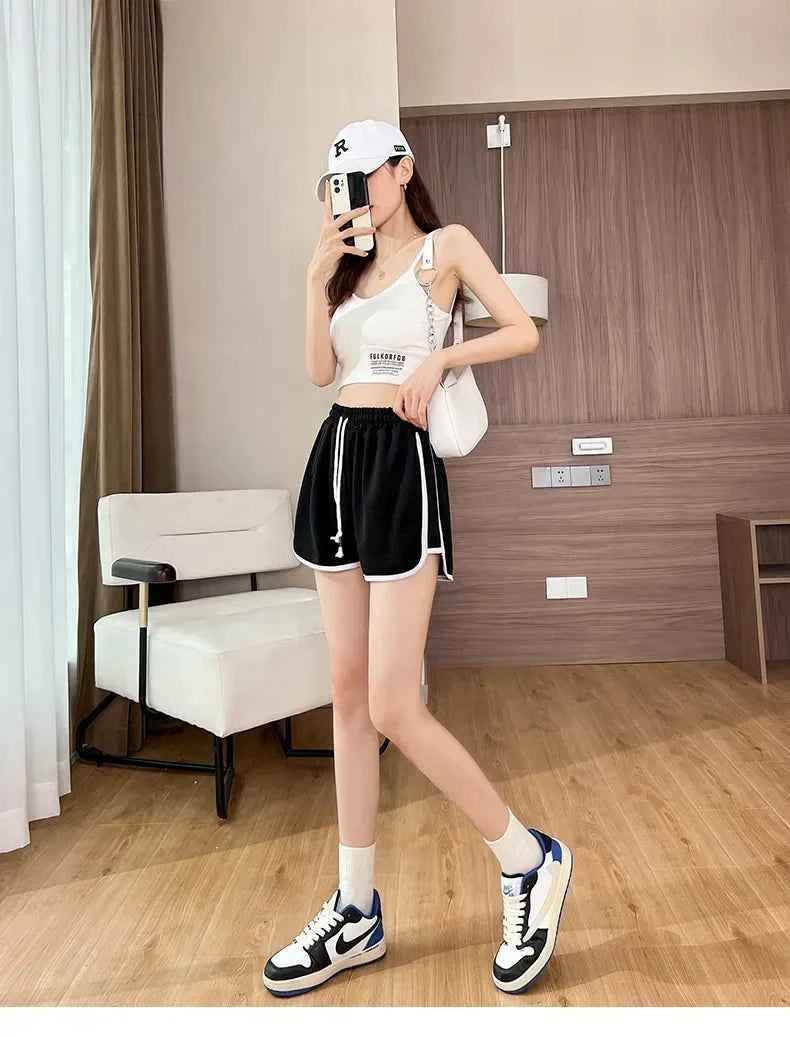 2026 Summer New Women Outdoor Sports and Fitness Shorts Korean Edition Sexy High Waist Yoga Casual Wide Leg Home Sleepers