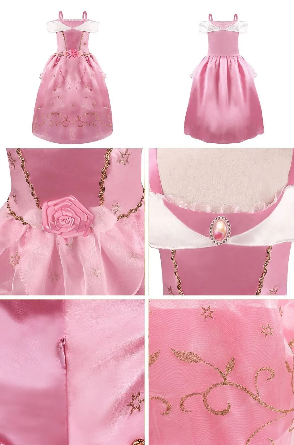 Girl Princess Cinderella Dress Elsa Anna Mermaid Jasmine Belle Snow White Costume Girls Birthday Party Halloween Dress 2-10 Year